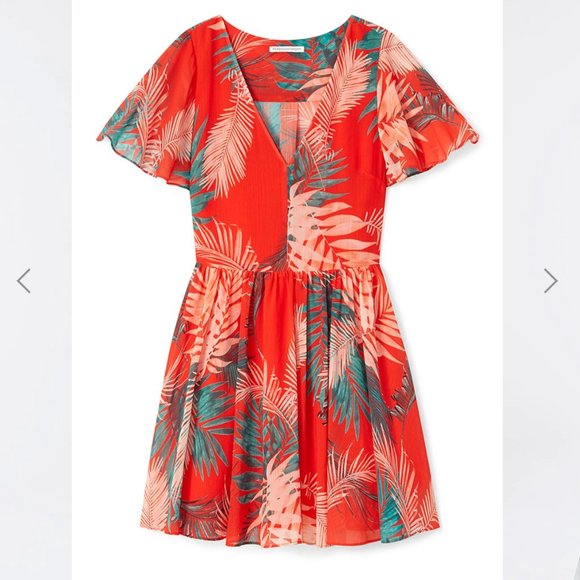 Rebecca Minkoff Dresses & Skirts - * REBECCA MINKOFF tropical red palm flutter dress